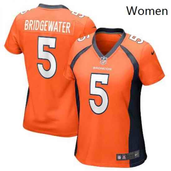 Women Nike Denver Broncos 5 Teddy Bridgewater Orange Vapor Untouchable Limited Jersey